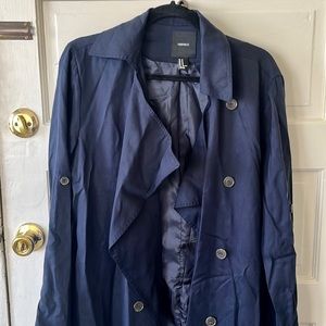 f21 navy blue light trench coat! Size M